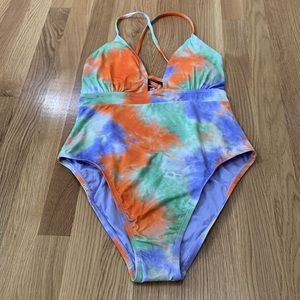 Tie-Dye Plunge One Piece Swimsuit